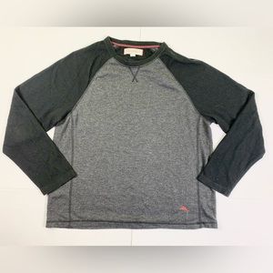 Tommy Bahama Sweatshirt Mens XL Black/Dark Gray Long Sleeve Pullover Soft Knit